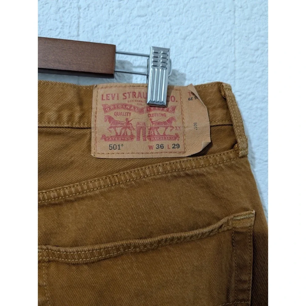 Levi's 501 Mens Denim Jeans Size 36x29 Button Fly Straight‎ Leg Khaki